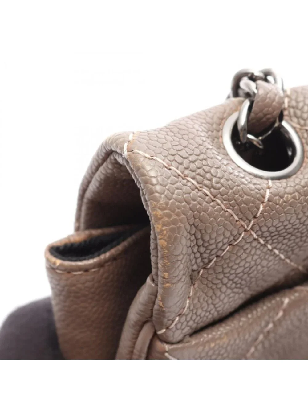 Chanel Shoulder Bag 2.55 Quilted Chain Gray Caviar Leather